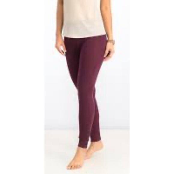 RVCA Womens Laid Back Leggings Size Medium Wine Burgundy Soft Snap Buttons New - Picture 1 of 6